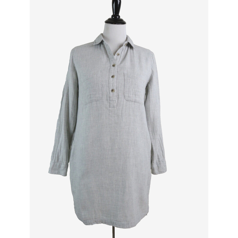 Marine Layer Size M Quinn Popover Shirt Dress Woven Cotton Gray - Picture 3 of 11